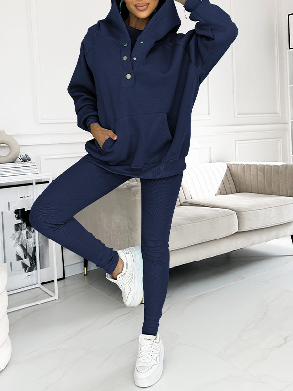 Set di felpa a tre pezzi casual e comodo