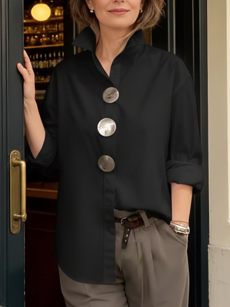 Rosaline | Blusa con Collo Alzato e Bottoni D'impatto