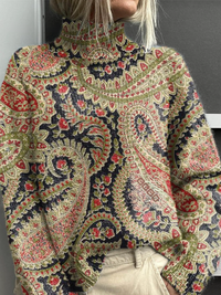 Elinor | Maglione a Collo Alto con Motivo Paisley Ornato