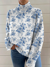 Deirdre | Maglione Floral con Collo Alto