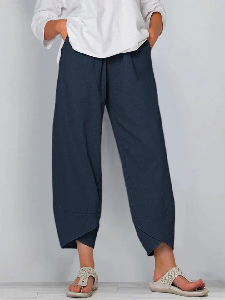 Pantaloni alla Caviglia Casual a Colore Solido