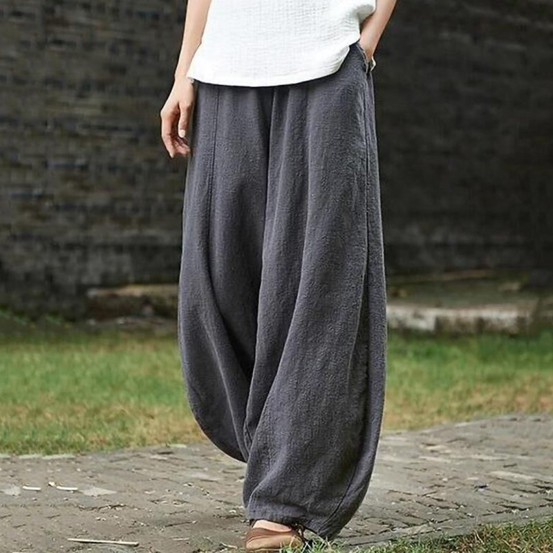 Pantaloni Lantern Casual Vintage Pieni di Tasca