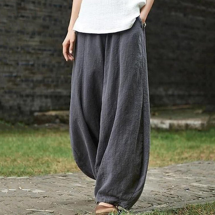Pantaloni Lantern Casual Vintage Pieni di Tasca