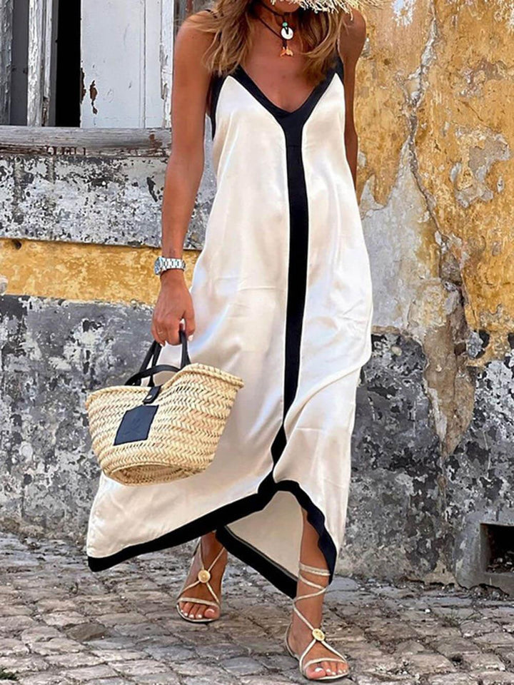 Abito Midi con Bretelle Colorblock Lavechic