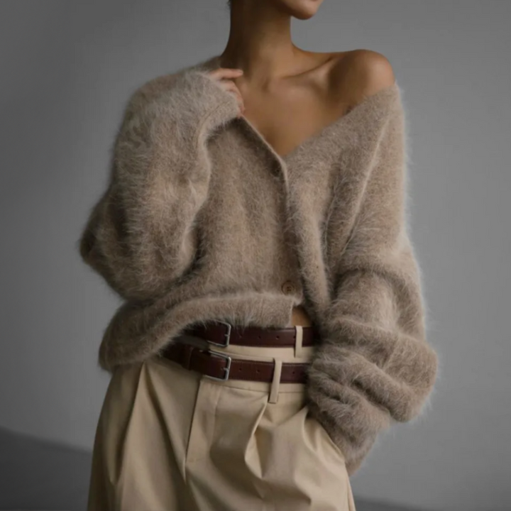 Cardigan Lungo in Finta Visone Morbido e Largo con Maniche Lunghe