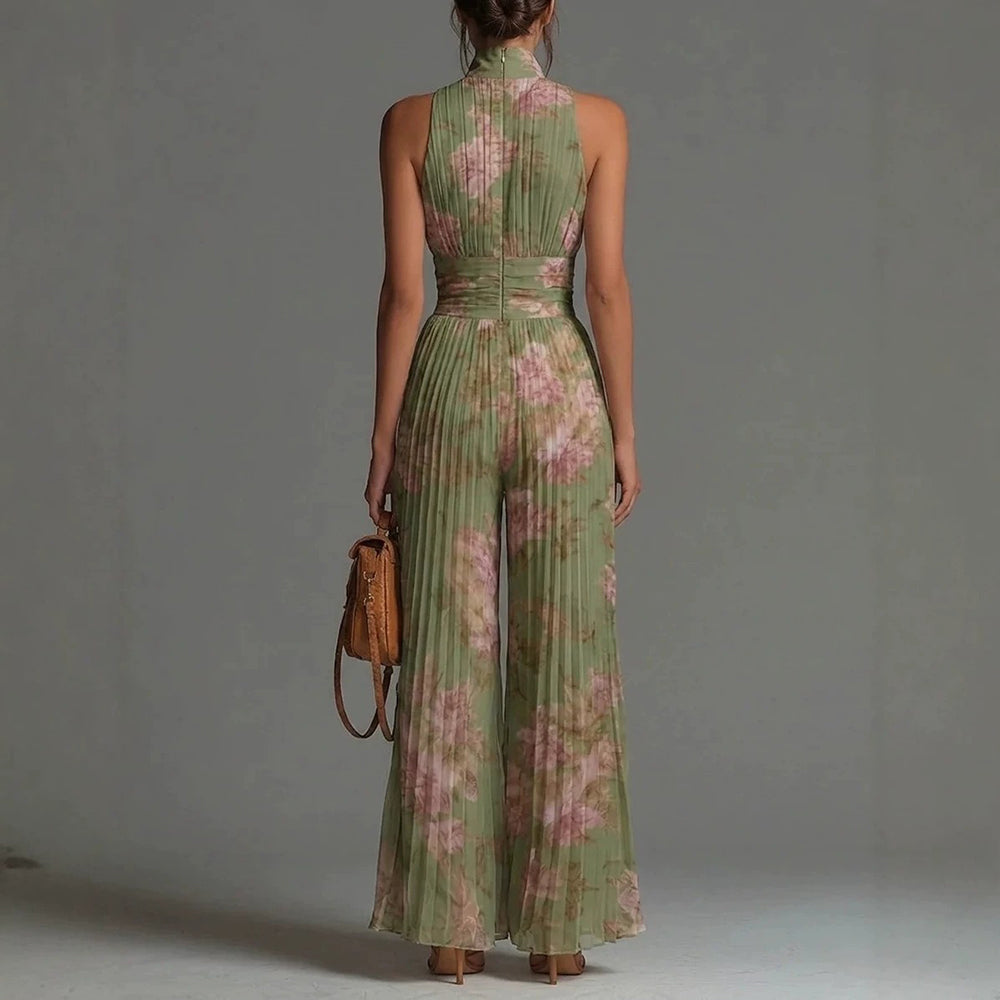 Sofia - Jumpsuit in Chiffon a Pieghe con Fantasia Floreale