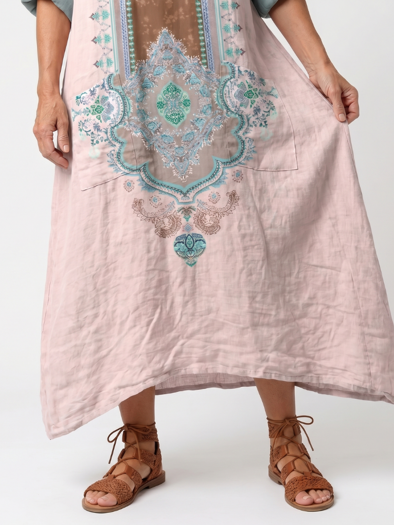 Kenza | Abito Midi Relaxed con Pannelli Designer e Tasche