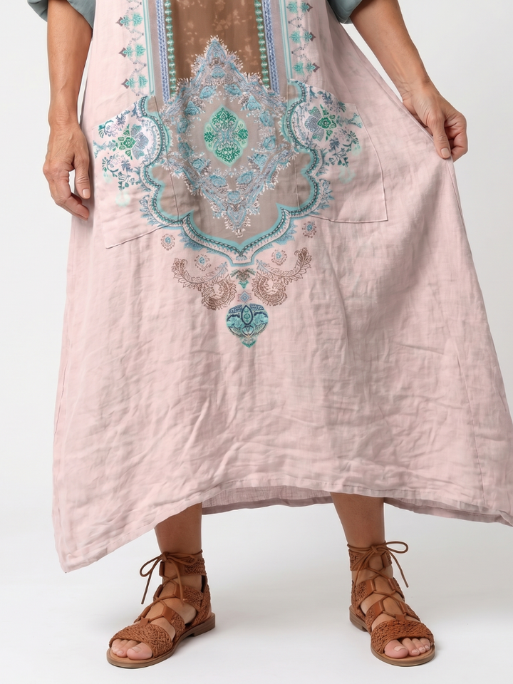 Kenza | Abito Midi Relaxed con Pannelli Designer e Tasche