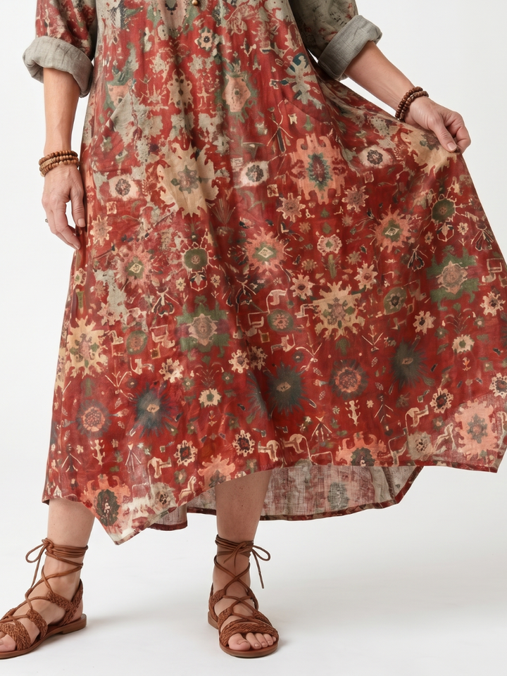 Zafferano | Abito Midi Relaxed con Tasche e Fantasia Mista