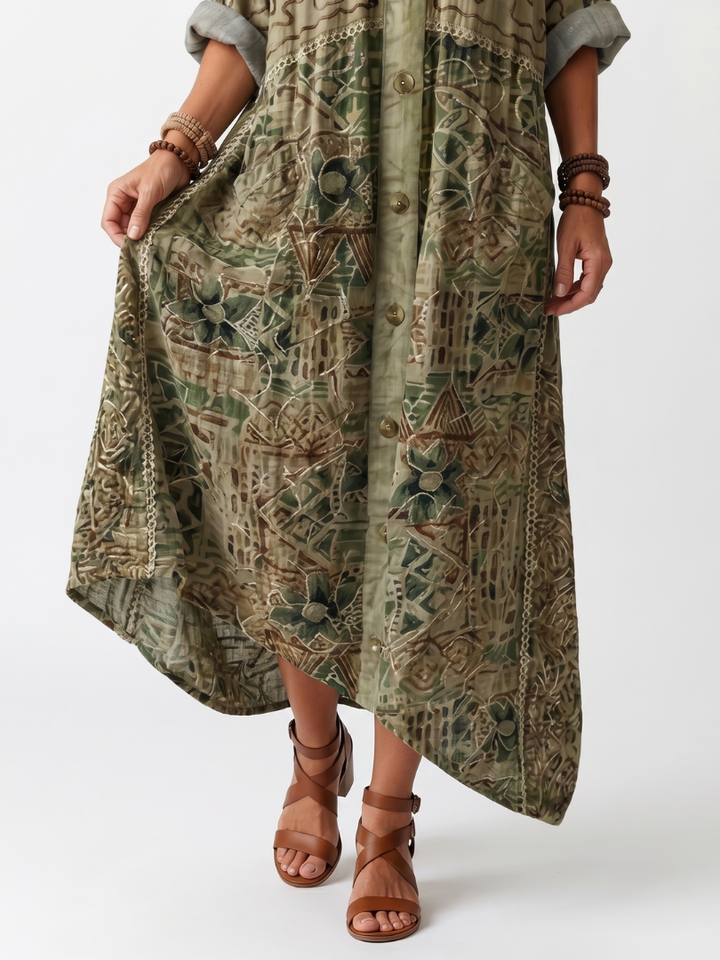 Aleta | Abito Midi Oversized con Tasche e Bottoni