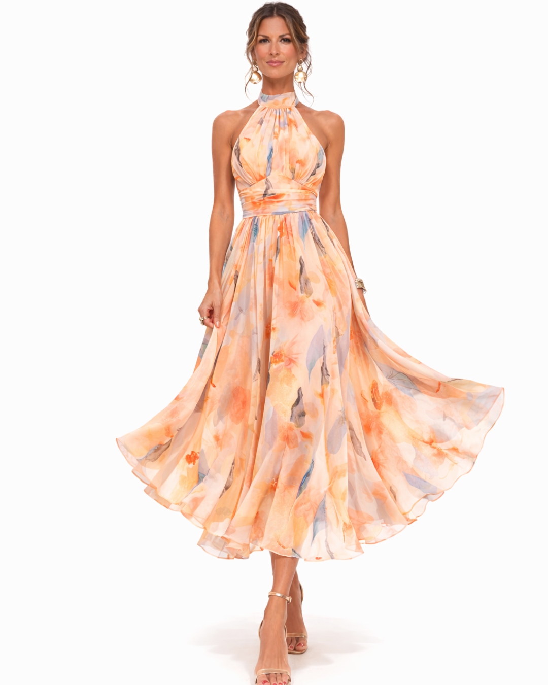 Aurora | Abito Maxi con Collo All'Americana