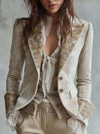 Blazer Su Misura Ricamato Avorio Da Donna