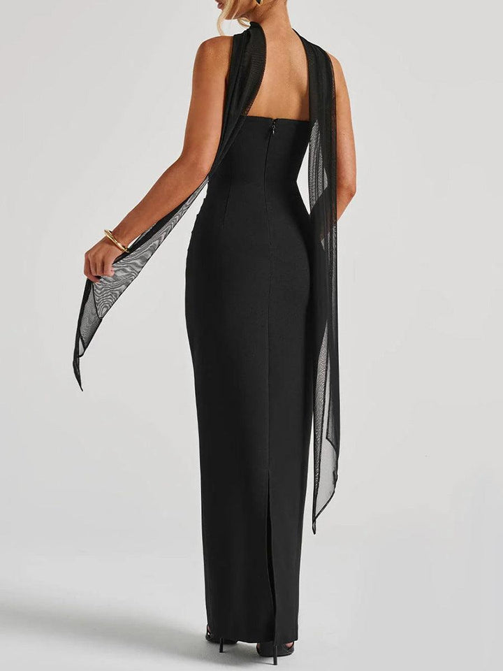Abito Maxi-top Nero con Vita Arricciata