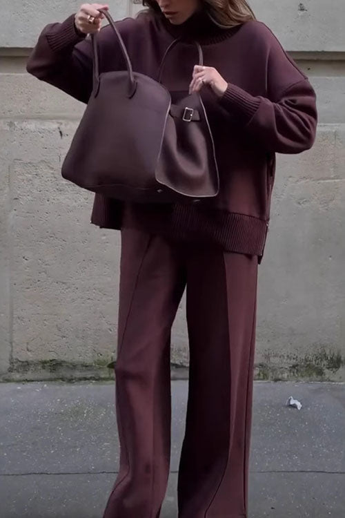 Felpa a Maniche Lunghe con Pantaloni Casual a Tasche Set di Due Pezzi