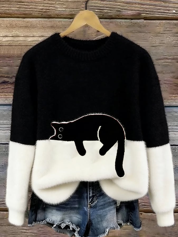Aileen™ | Maglione Oversized con Stampa di Gatto Elegante