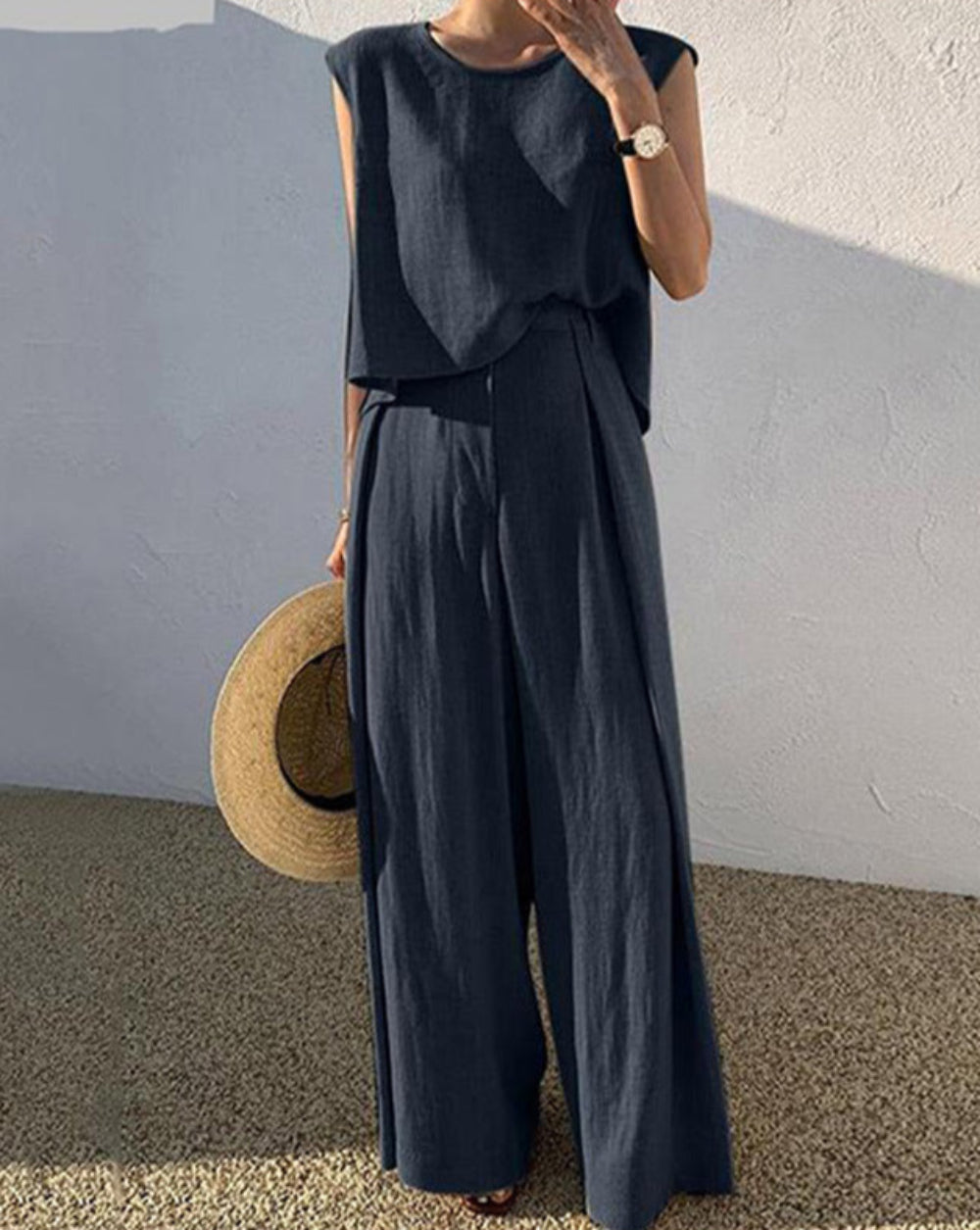 Set di Pantaloni Casual in Lino