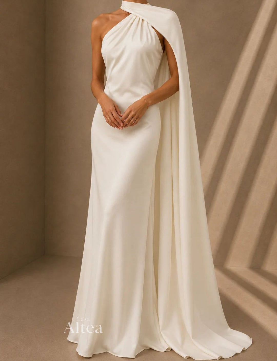 Vittoria Vestito Maxi Satinato Asimmetrico