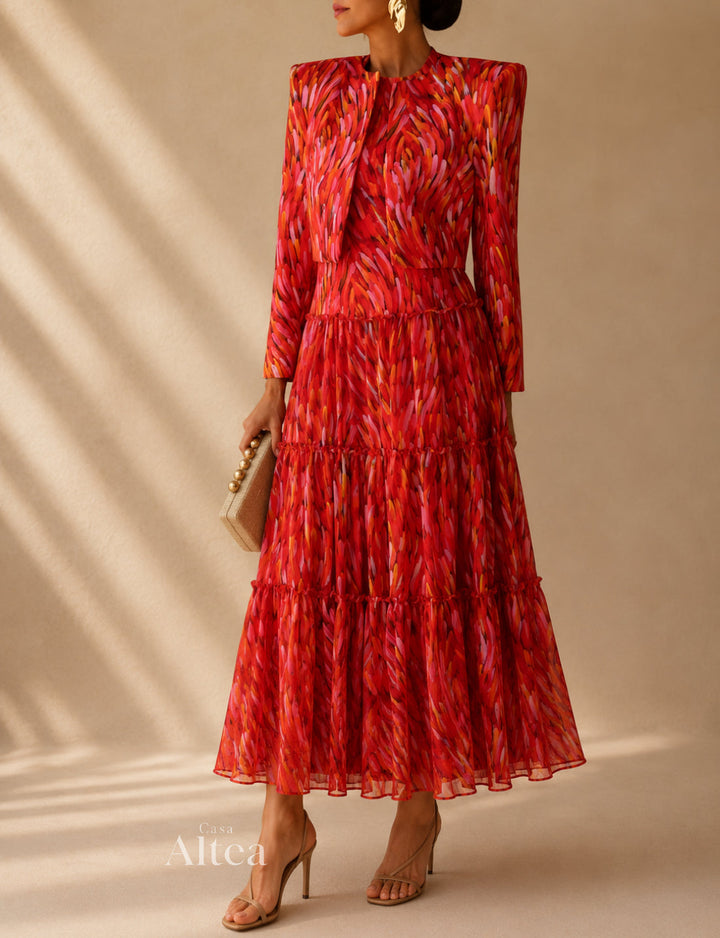 Mariela Completo di Vestito Maxi Stampato e Giacca