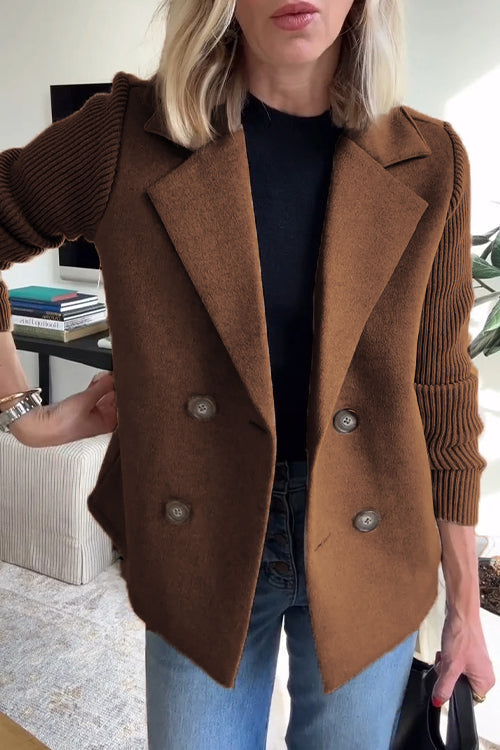 Giacca Casual con Maniche a Maglia e Colletto Botton Down