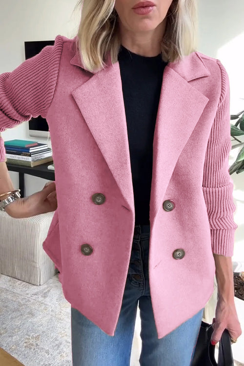 Giacca Casual con Maniche a Maglia e Colletto Botton Down