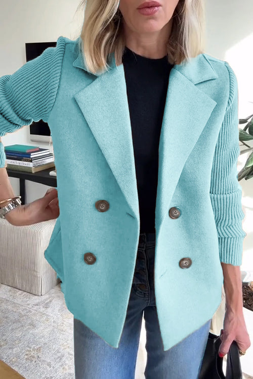 Giacca Casual con Maniche a Maglia e Colletto Botton Down