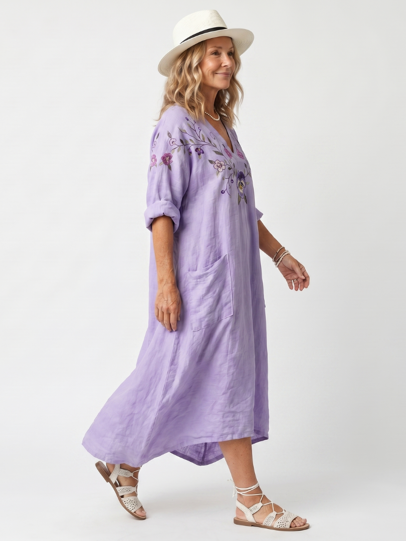 Tavi | Abito Midi Oversize con Tasche Floreali