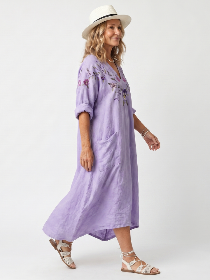 Tavi | Abito Midi Oversize con Tasche Floreali
