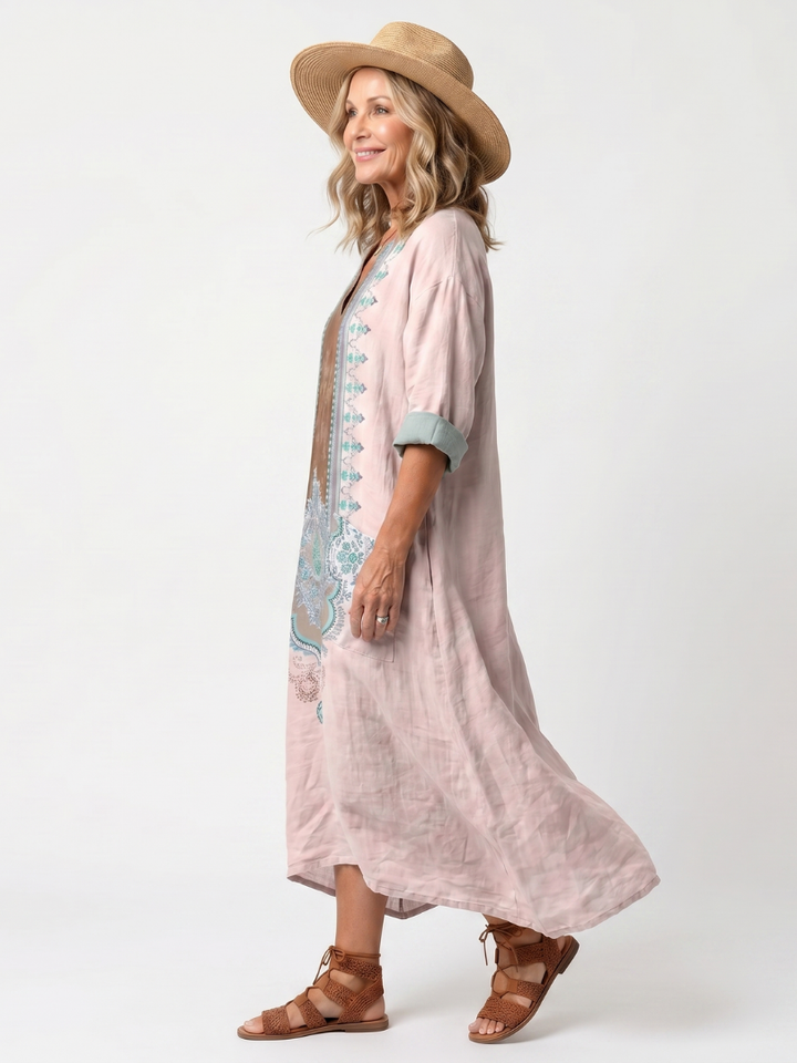 Kenza | Abito Midi Relaxed con Pannelli Designer e Tasche