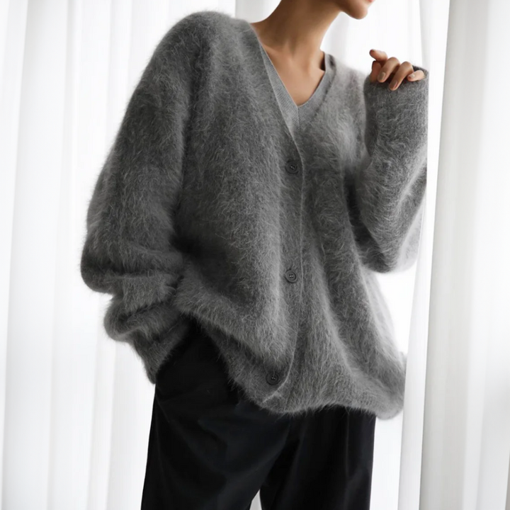 Cardigan Lungo in Finta Visone Morbido e Largo con Maniche Lunghe