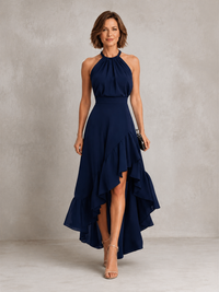 Chloe | Abito con Scollo Halter e Orlo a Ruffles