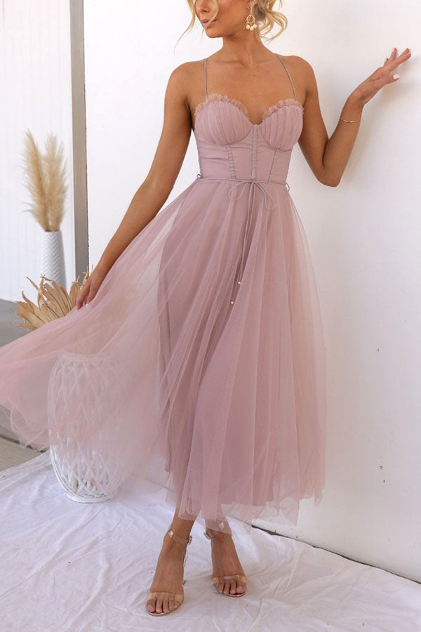Abito Maxi da Festa con Bretelle in Chiffon per Principessa Moderna