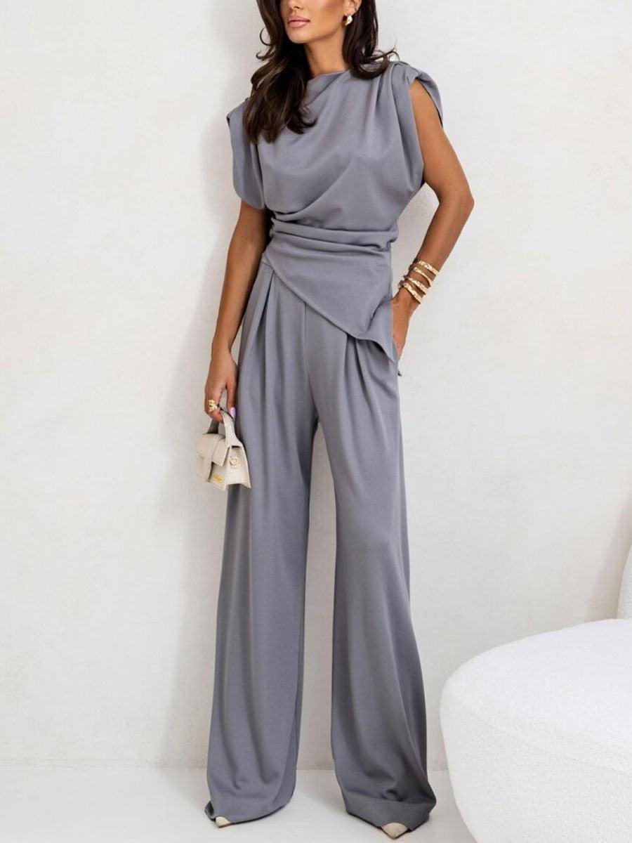 Set casual senza maniche a due pezzi irregolare