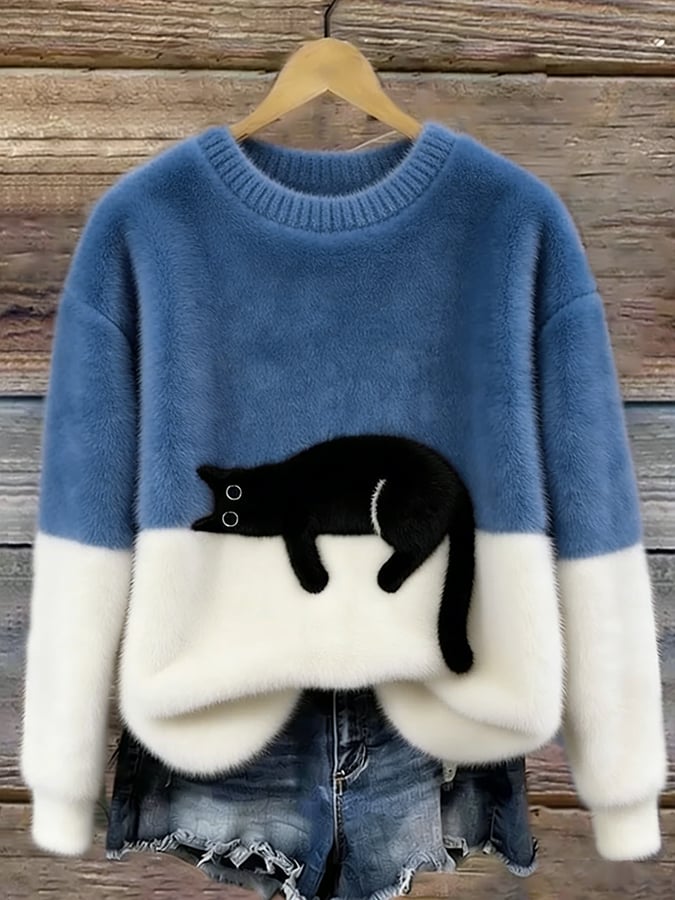Aileen™ | Maglione Oversized con Stampa di Gatto Elegante