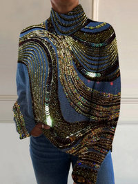 Yolanda | Maglione Collo Alto Brillante di Natale