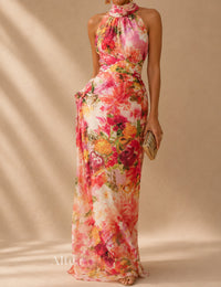 Isadora Vestito Maxi Floreale con Collo Halter