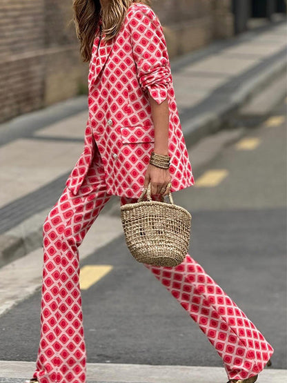 Completo Due Pezzi Stampato Casual alla Moda