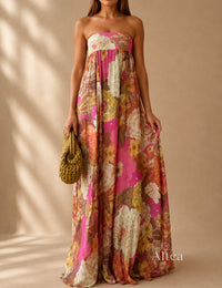 Adriana Vestito Maxi Floreale a Spalla