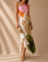 Adriana Vestito Maxi Floreale a Un Spalla