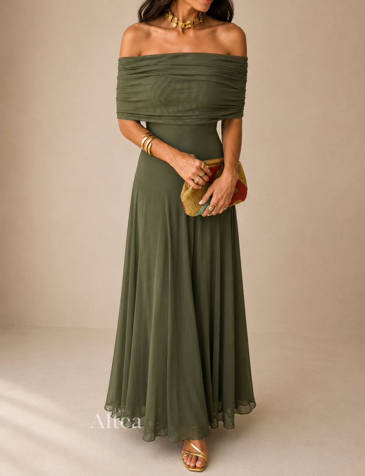 Estefanía Vestito Maxi con Spalle Scoperte e Aperture