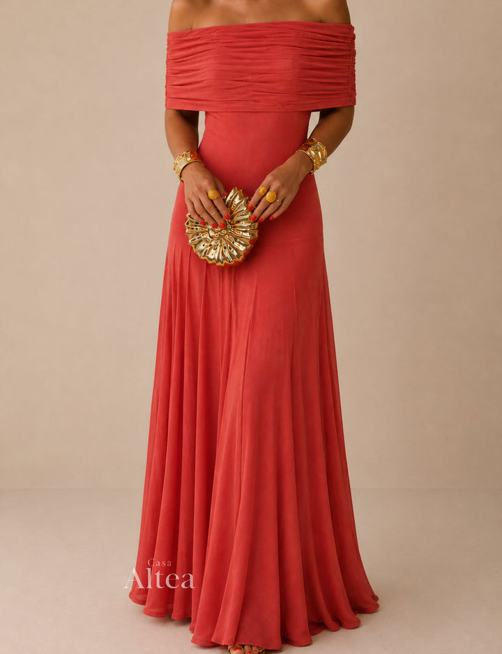 Estefanía Vestito Maxi con Spalle Scoperte e Aperture