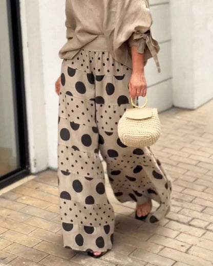 Top Casual con Spalline e Pantaloni Stampati Due Pezzi