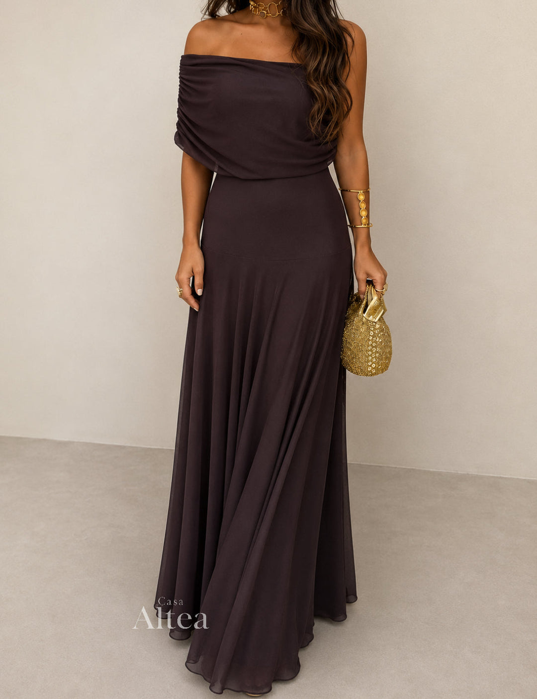 Estefanía Vestito Maxi con Spalle Scoperte e Aperture