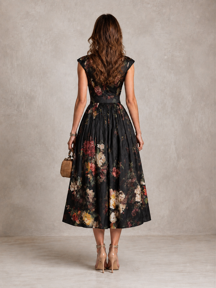 Mia | Abito Midi in Satin con Scollatura a Chiave