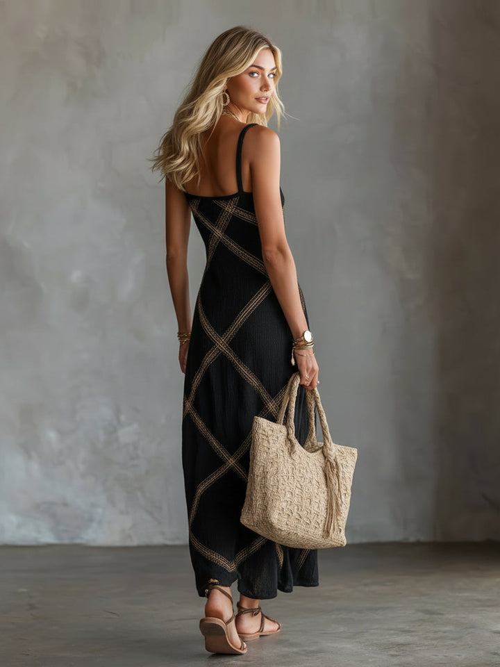 Wilhelmine | Abito Geometrico Nero Cammello