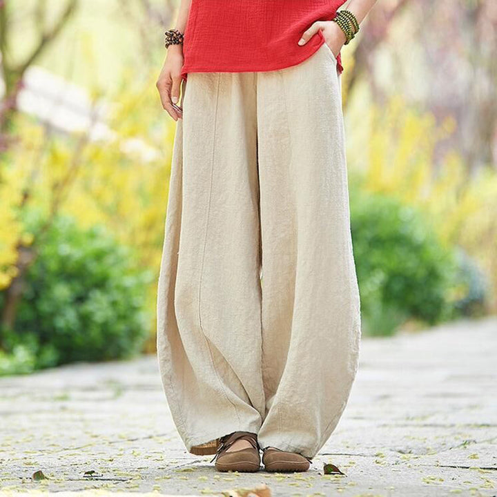 Pantaloni Lantern Casual Vintage Pieni di Tasca