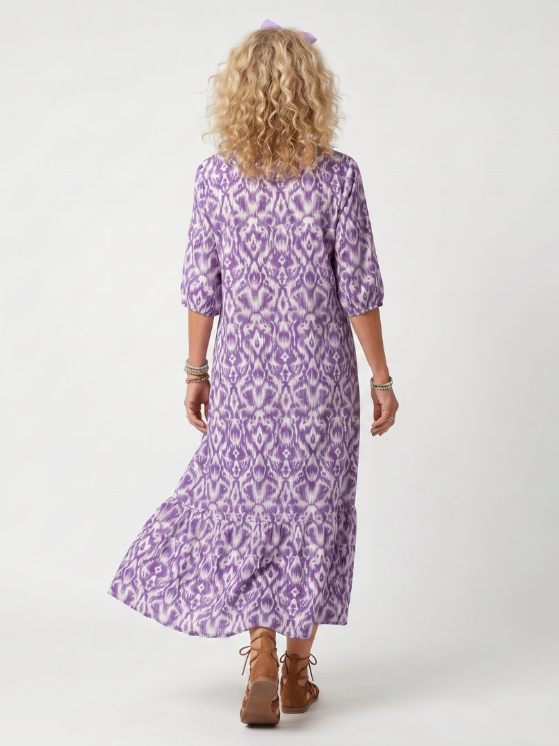 Penelope | Abito Midi Stampato con Frange