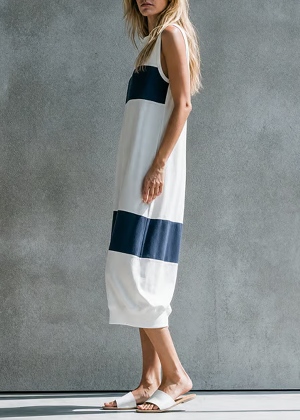 Abito Midi Casual Sportivo Bianco
