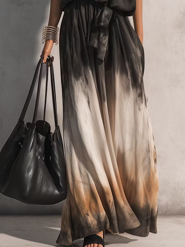 Set Top Cami Nero e Gonna Maxi A Line Ombre