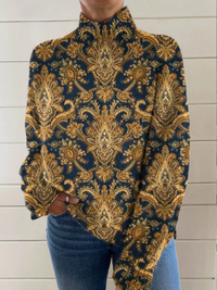 Della | Maglione Alto Collo con Motivo Paisley Ornato