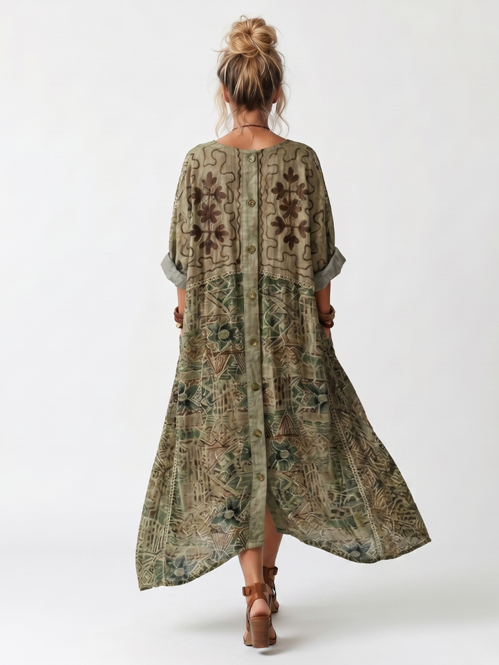 Aleta | Abito Midi Oversized con Tasche e Bottoni
